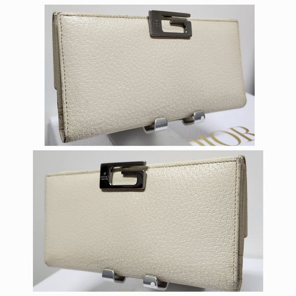 GUCCI G Clasp Continental Pebble Grain Ivory Leather Wallet Auth #035.2778.2097 - Picture 4 of 16